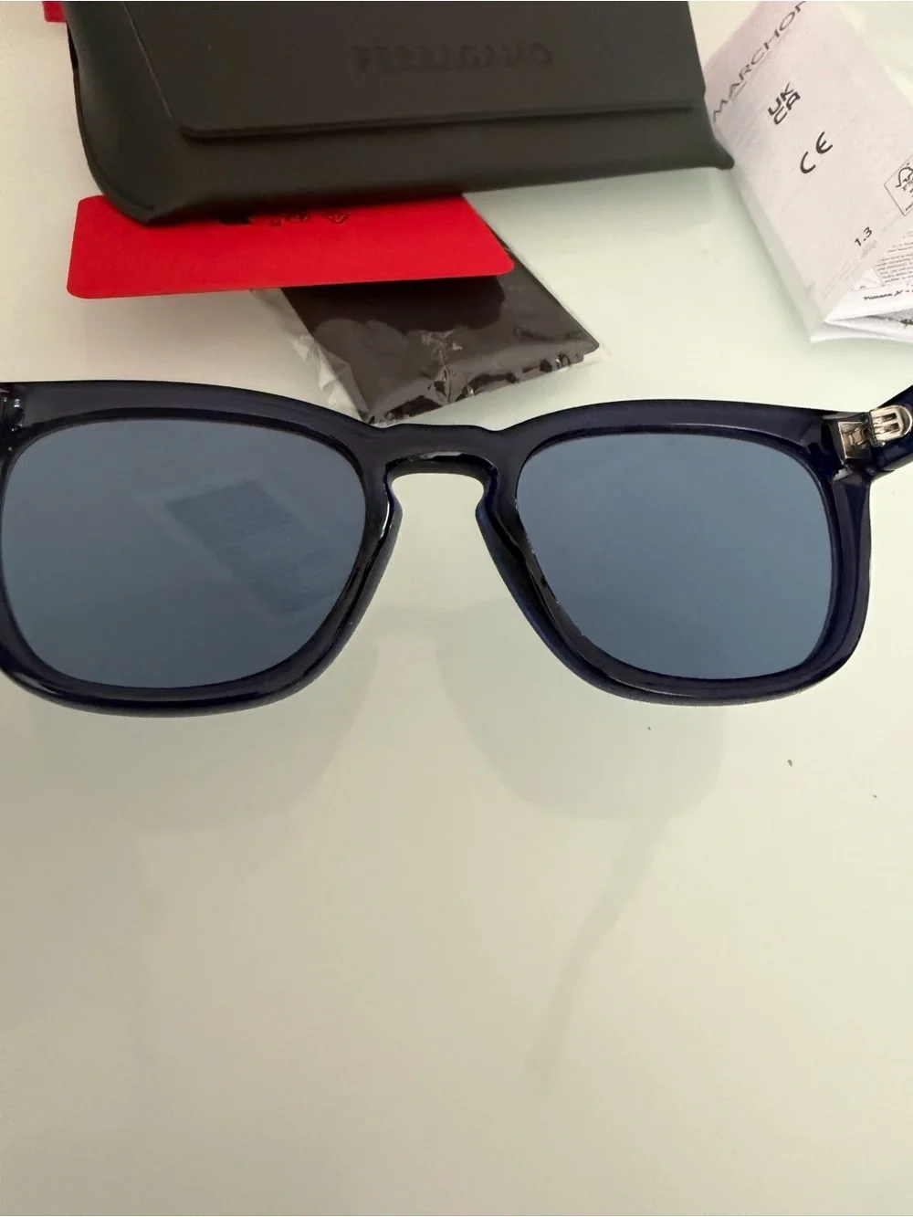 Salvatore Ferragamo Men's Black Sunglasses with Dark Lenses